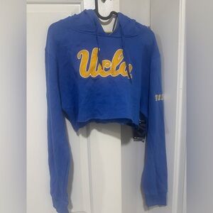 UCLA Cropped Hoodie Sweatshirt Blue Gold Colosseum L